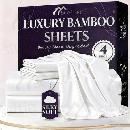 Four-Piece Sheet Set with Flat Sheet, Fitted Sheet, Two Pillowcases and 48 Exact Color-Size Options