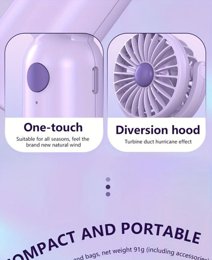 Mini Handheld Fan Set with Pivoting Heads, Three Speeds, USB-C Charging and 3- or 6-Piece Color Packs
