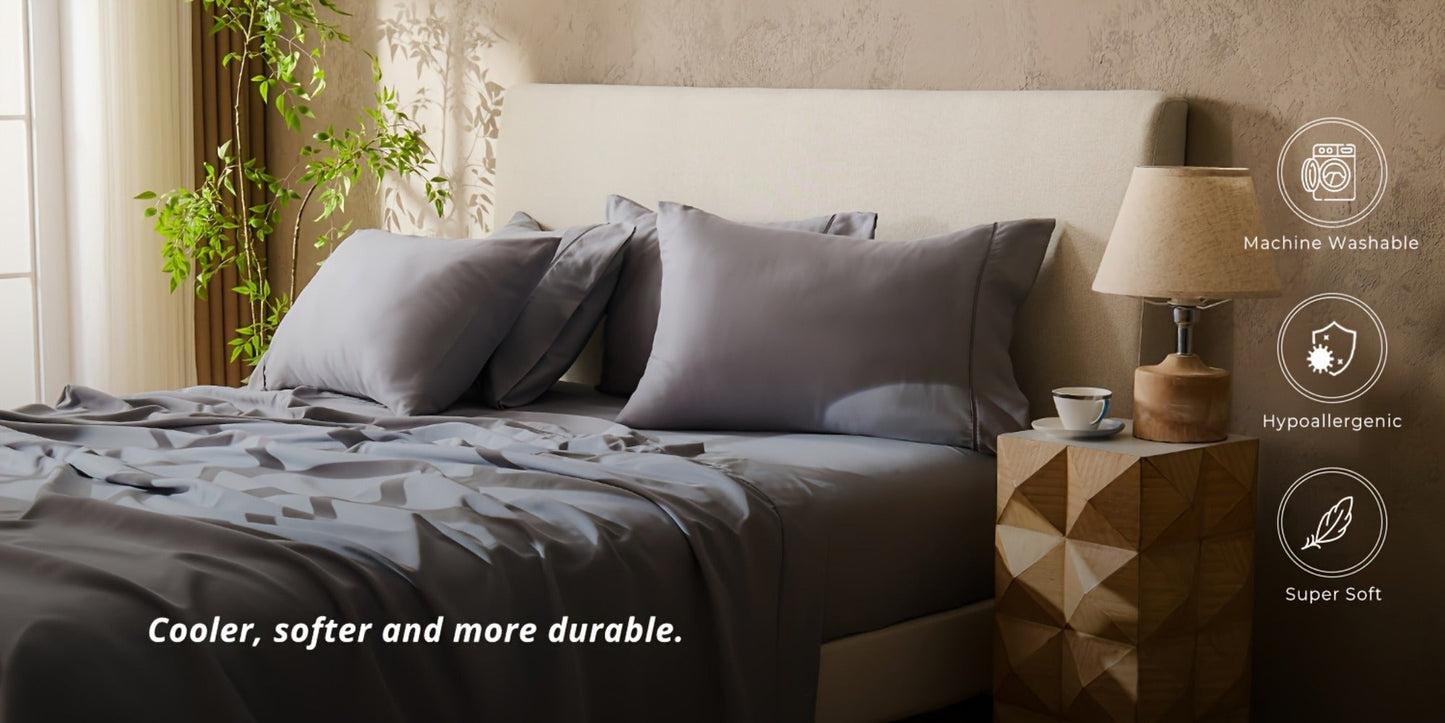 Bed Sheet Set Soft Breathable Cooling Microfiber Fitted & Flat Sheets with Deep Pockets – Wrinkle Free Hotel Luxury Bedding in Multiple Colors & Sizes