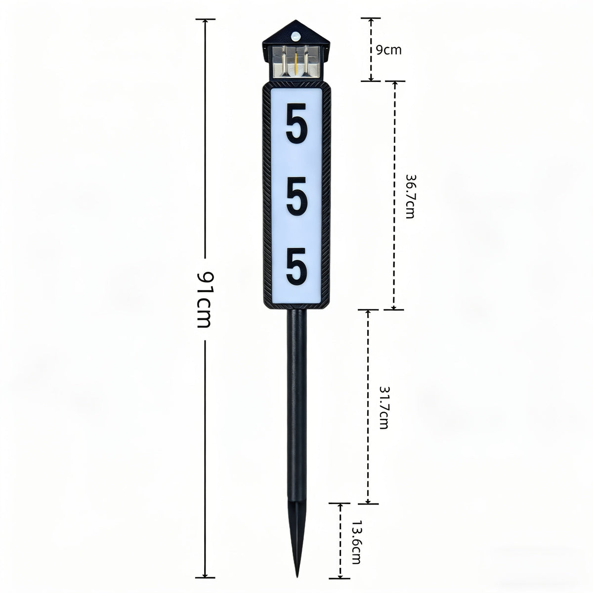 Solar House Number Light Outdoor, LED Address Sign Wall Lamp with Light Sensor, 3 Lighting Modes