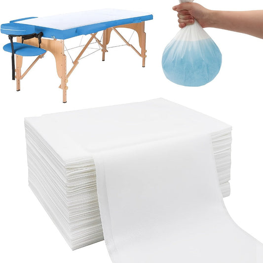 Disposable Bed Sheets 100 Pack Non-Woven Massage Table Cover Single Use Stain Resistant Spa Sheets for Massage Therapists Estheticians Salons Hotels Tattoo Artists White Pink