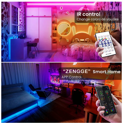 RGBIC LED Strip Lights Music Sync App & Remote Control - IP65 Waterproof Cuttable Flexible Neon Rope Light Color Chasing for Bedroom Gaming Room TV Backlight Outdoor Courtyard Christmas Halloween Decoration 2m 3m 5m