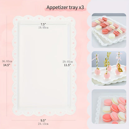Tiered Cupcake Stand Set 10pcs - 3 Double Layer & 3 Triple Layer Dessert Stands + 4 Appetizer Trays for Birthday Wedding Party