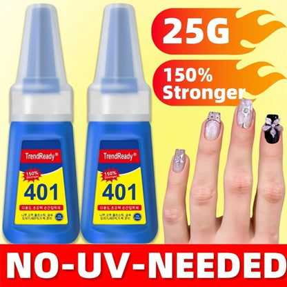 Nail Glue 2 Pack 25g Each Super Strong Waterproof Extra Hold — Fast Drying No Lamp Needed Long Lasting Press On Nail Adhesive for Fake Nails Acrylic Tips Nail Art, Home & Salon Use for Women
