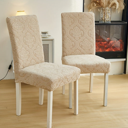 Dining Chair Covers Stretch Velvet Washable Removable Slipcovers Set of 4 or 6 for Kitchen Home Hotel Banquet — Elastic Band Silver Fox Velvet 200GSM