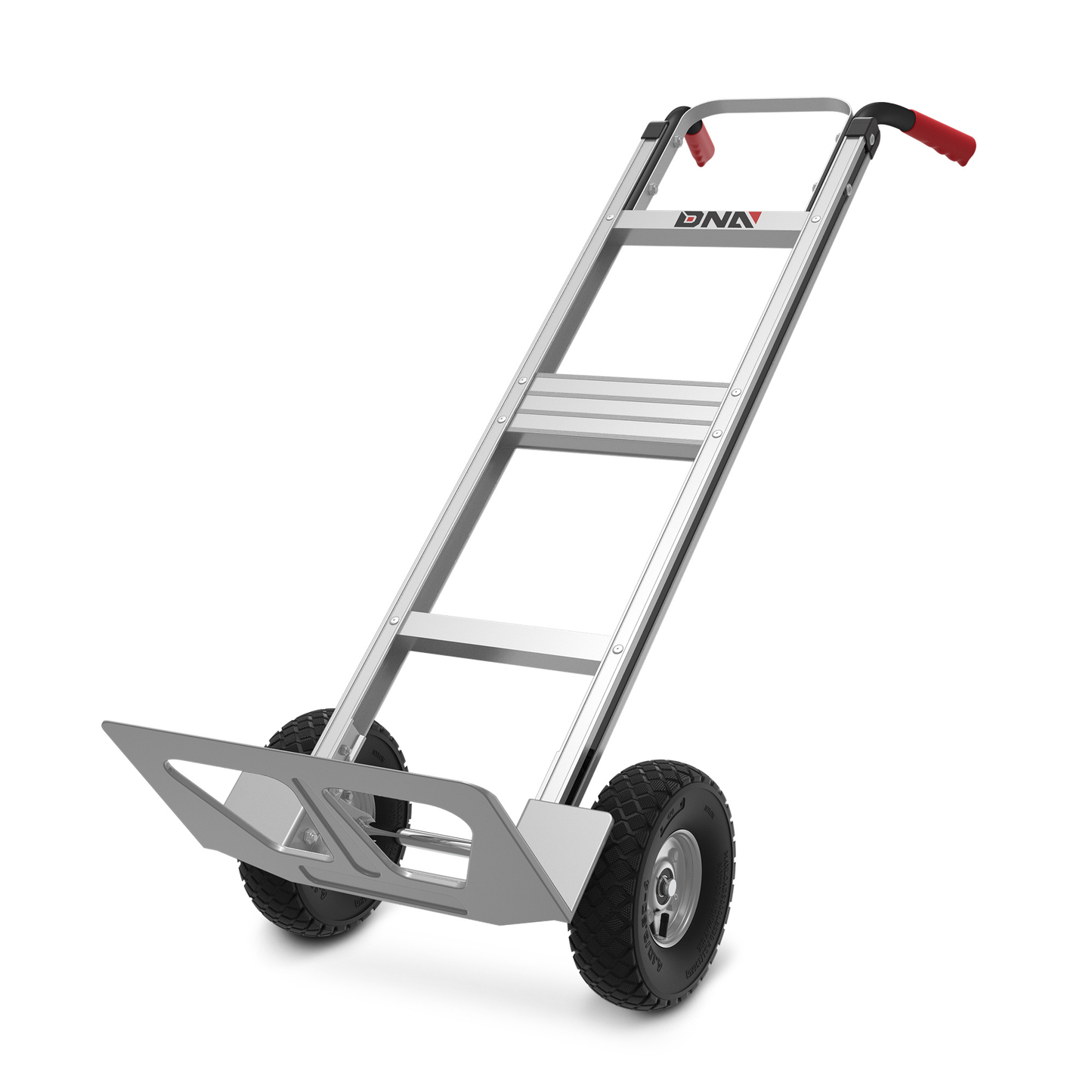 Upright Aluminum Hand Truck with Folding Toe Plate, 10-Inch Pneumatic Tires and 550 lb Load Label