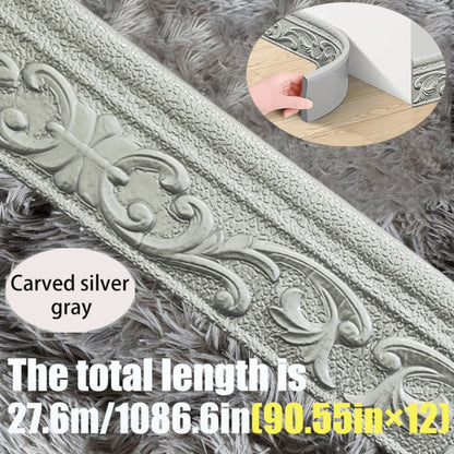 Carved Foam Baseboard Wall Trim Sticker in White, Silver Gray, Copper or Golden, Available in 4, 8 or 12 Rolls