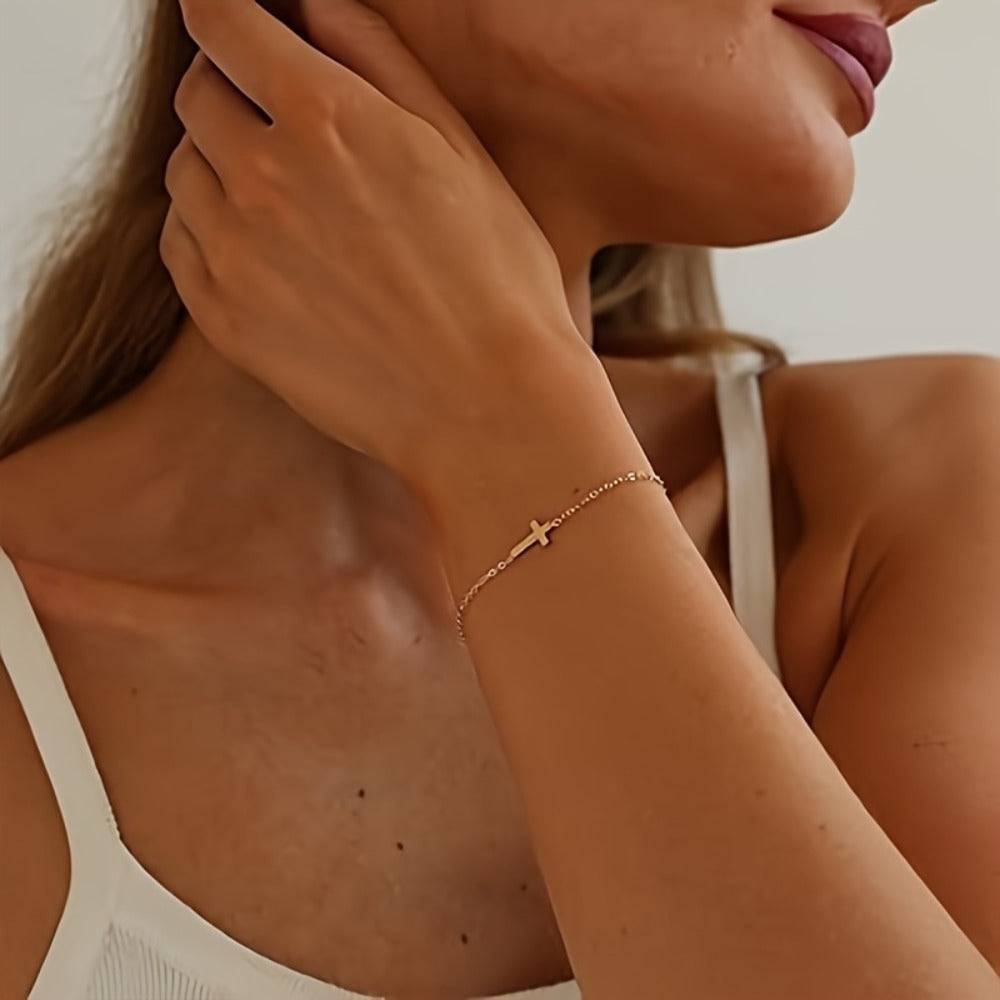 Beaded Bracelet - Gold Pearl Bead Chain for Women Adjustable Stainless Steel Cuban Twisted - product detail view 8