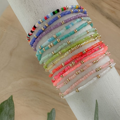 Beaded Bracelet - Seed Bead Set 60 Pcs Boho Elastic Stretch Stack Women Multicolor Bohemian - product detail view 3