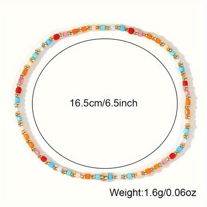 Beaded Bracelet - Seed Bead Set 60 Pcs Boho Elastic Stretch Stack Women Multicolor Bohemian - product detail view 4