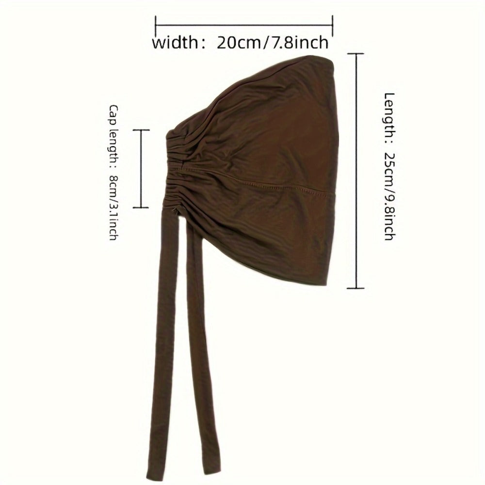 Beanie Hat - Inner Hijab Cap 4pcs Set - Elastic Modal Undercap Solid Color Tie Back - product detail view 5