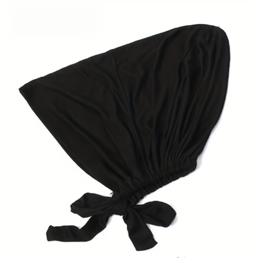 Beanie Hat - Inner Hijab Cap 4pcs Set - Elastic Modal Undercap Solid Color Tie Back - product detail view 7