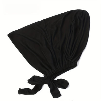 Beanie Hat - Inner Hijab Cap 4pcs Set - Elastic Modal Undercap Solid Color Tie Back - product detail view 7