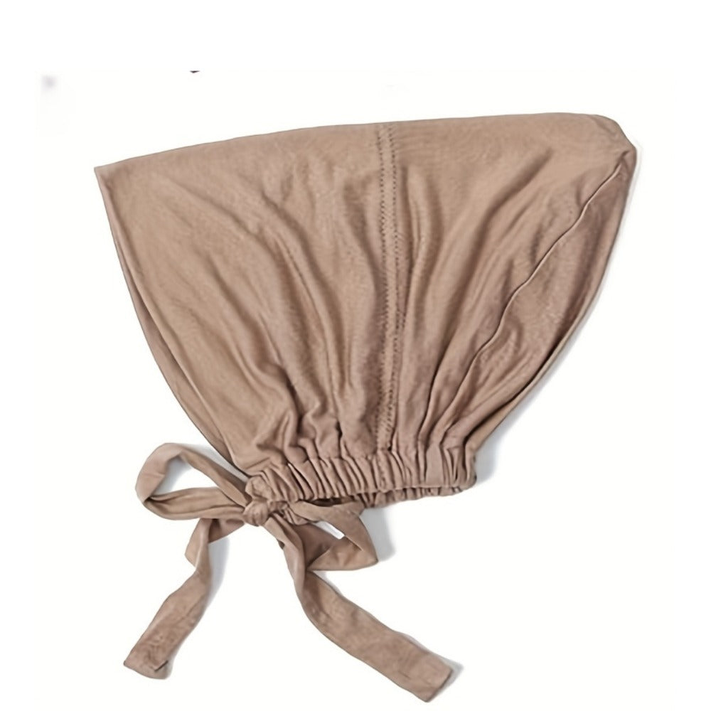 Beanie Hat - Inner Hijab Cap 4pcs Set - Elastic Modal Undercap Solid Color Tie Back - product detail view 8