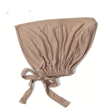 Beanie Hat - Inner Hijab Cap 4pcs Set - Elastic Modal Undercap Solid Color Tie Back - product detail view 8