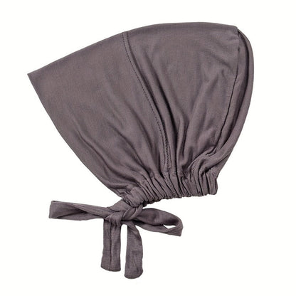 Beanie Hat - Inner Hijab Cap 4pcs Set - Elastic Modal Undercap Solid Color Tie Back - product detail view 9