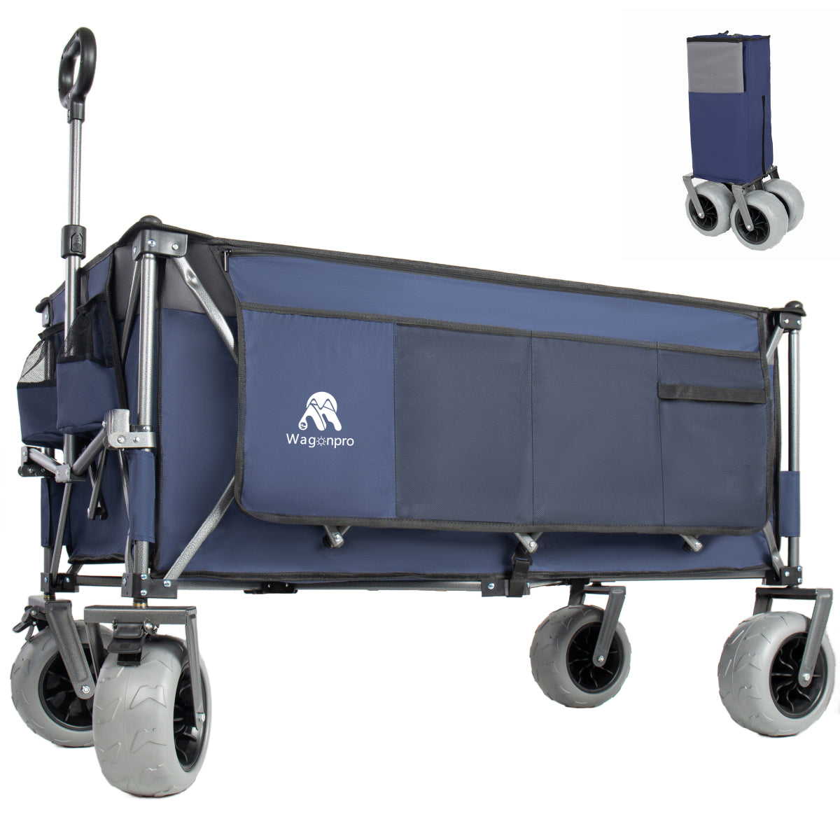 Heavy Duty Folding Wagon 52 Inch Utility Cart 560 lbs Capacity Collapsible Beach Wagon with Ultra-Stable Frame for Garden Sports Camping Outdoor
