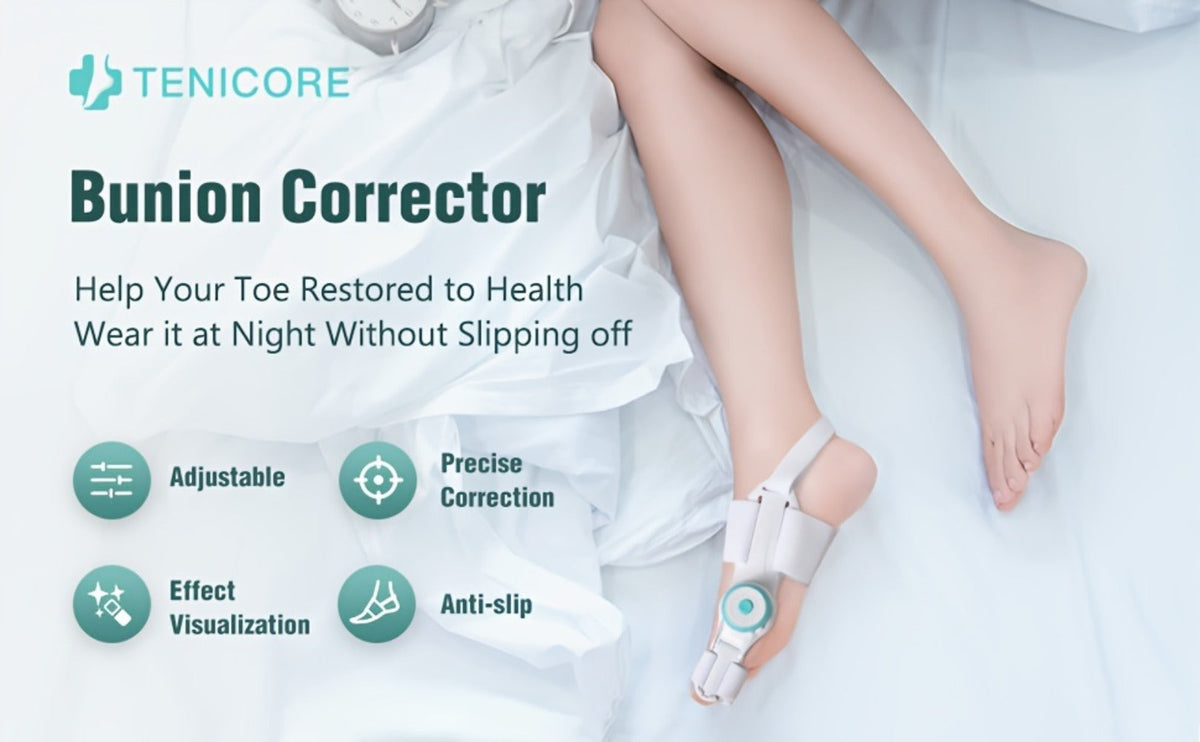 Bunion Corrector Big Toe Night Splint, Adjustable Hallux Valgus Brace with Knob & Heel Strap for Left & Right Foot