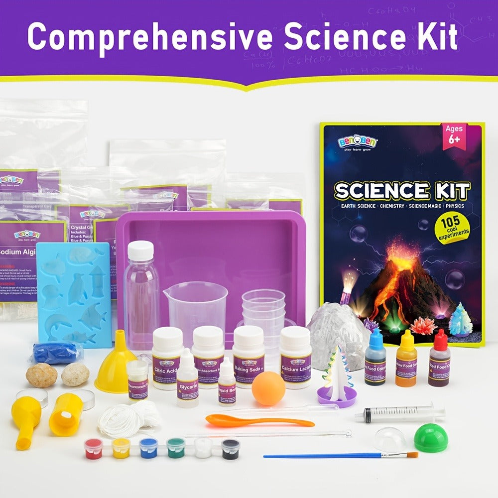 STEM Science Kit for Kids Ages 6-12 – 60 80 105 Lab Experiments, Chemistry Set with Crystal Growing & Chemical Reactions, Educational Science Toy Gift for Boys Girls 6 7 8 9 10 11 12 Year Old