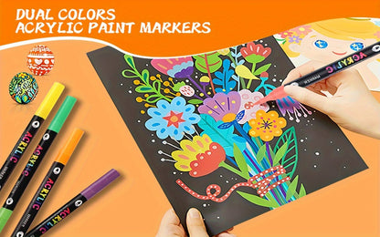 Double-Ended Acrylic Paint Pen Set with Brush and Fine Tips in 48- or 72-Piece Checkout Options
