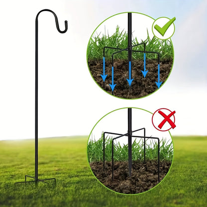 Heavy-Duty Shepherd's Hook Garden Pole for Bird Feeders, Plants or Lanterns in Two Heights