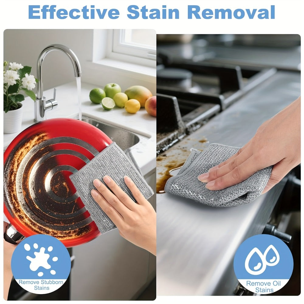 Stainless Steel Kitchen Scrubber Wire Cleaning Cloth Scratch Resistant Reusable Dish for Home Cooking, Dining and Outdoor Meals