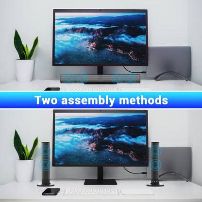 2-in-1 Detachable Wireless Soundbar for Smart TV – Surround Sound Bar with Bluetooth, RCA & AUX, Volume Control, Compatible with TV, PC, Gaming & Projectors