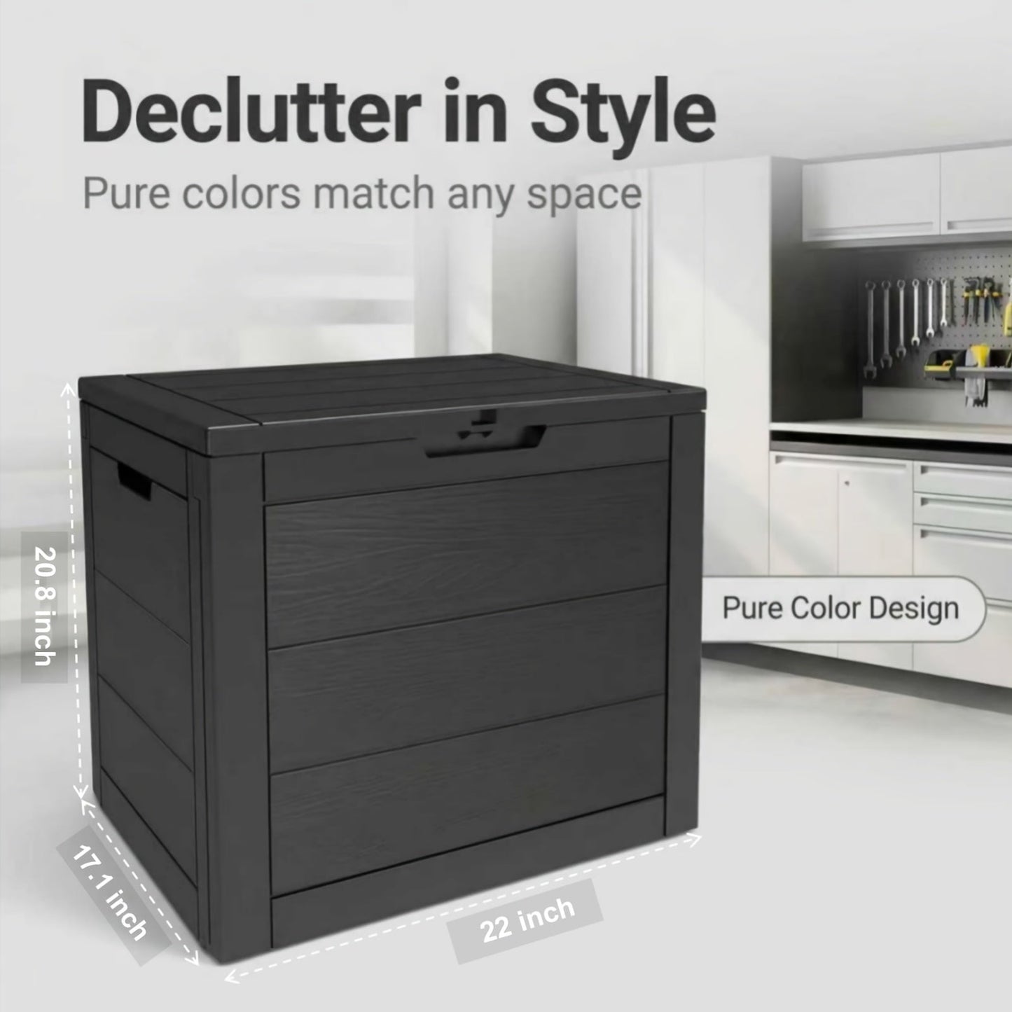 Flip-Top Resin Deck Storage Box with Secure Lid in Black for Patio, Pool and Garden Storage