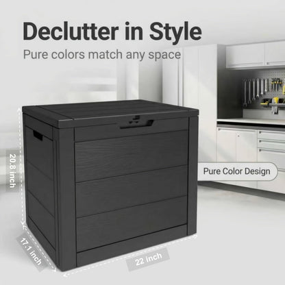 Flip-Top Resin Deck Storage Box with Secure Lid in Black for Patio, Pool and Garden Storage