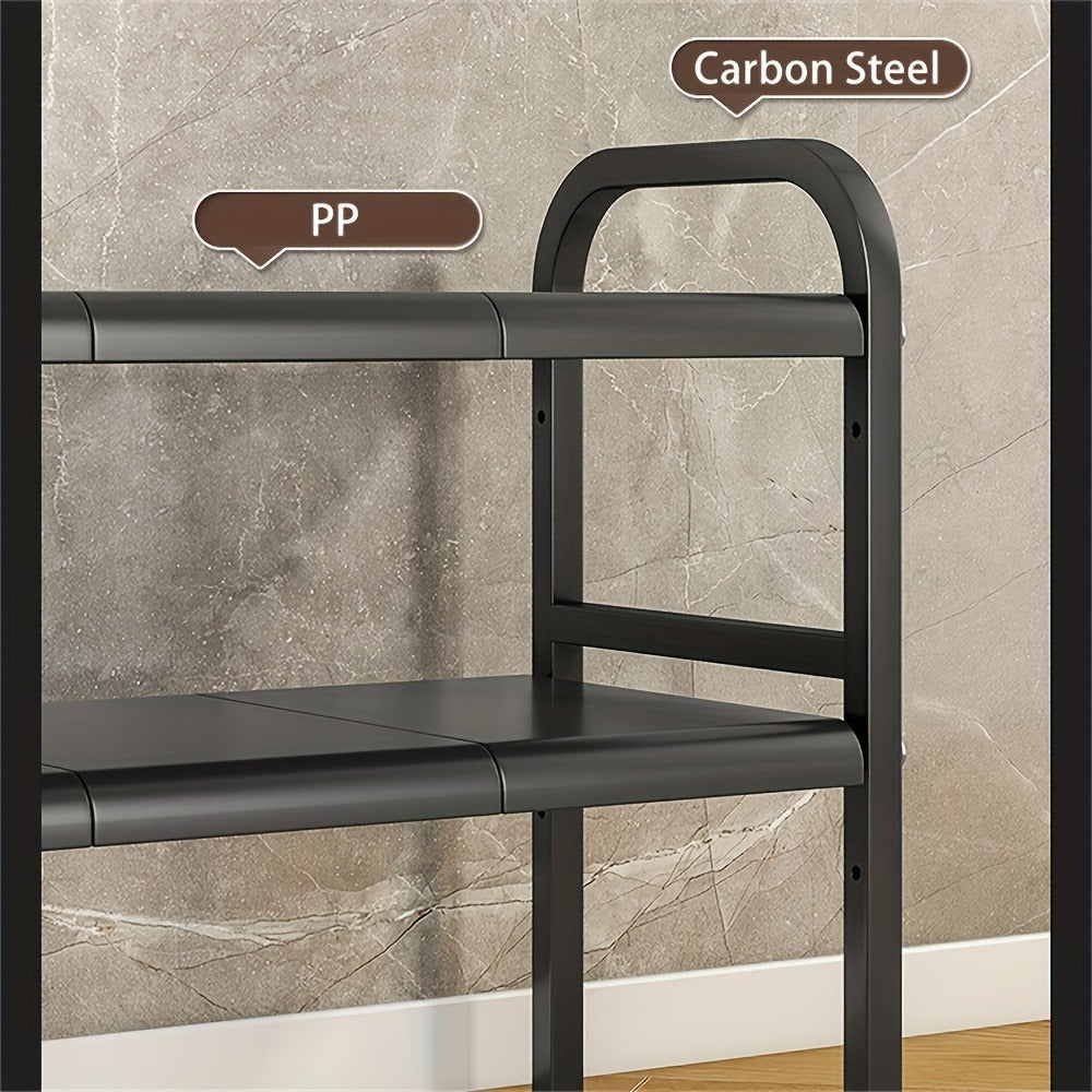 Expandable Two-Tier Under-Sink Organizer with Five Panels, Five Baskets and Exact Black Configuration