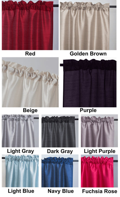 Kitchen Curtains 3 Panels Faux Silk Sheer Tier and Valance Set Rod Pocket 2 Tiers 26x36 inch + Valance 52x14 inch for Kitchen Bathroom Window Drapes