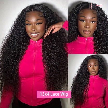 250% Density Deep Wave Wig 13x4 HD Lace Front Human Hair Glueless Wear and Go – Pre-Plucked Pre-Cut Natural Black Long Curly Wig for Women 28 34 Inch Beginner Friendly Protective Style