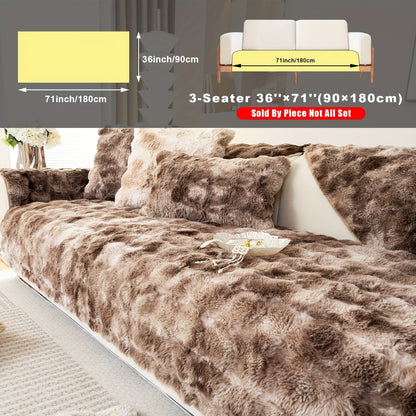 Sofa Cover, Faux-Lamb Plush Gradient Couch Pad in Five Colors with Armchair, Backrest and Seat Sizes