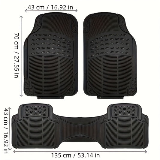 Car Floor Mats 3pcs PVC – Non-Slip Waterproof Anti-Skid Floor Mat Set, Easy Wipe-Clean, Universal Fit for Sedan & SUV, Durable Black Car Interior Mat