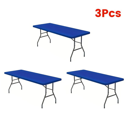 Tablecloth Elastic Cover Set for 6-Foot Rectangle Tables in 3, 6, 9 or 12 Pieces and Three Colors