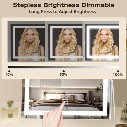 Rotating LED Vanity Mirror with 15X Magnifier, Three Light Colors and 14 x 17 Inch Framed Design