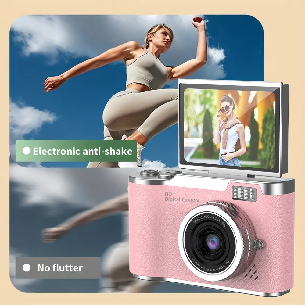 Digital Camera 1080P Model LK007 with 2.4-Inch Flip Screen, 32GB Card, Rechargeable Battery and Three Colors