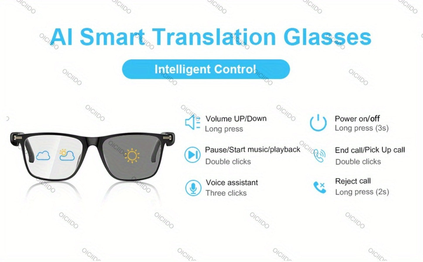 Smart Glasses 160-Language Translation Eyewear with Bluetooth 5.3 Open-Ear Audio and 18 Frame Options