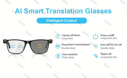 Smart Glasses 160-Language Translation Eyewear with Bluetooth 5.3 Open-Ear Audio and 18 Frame Options