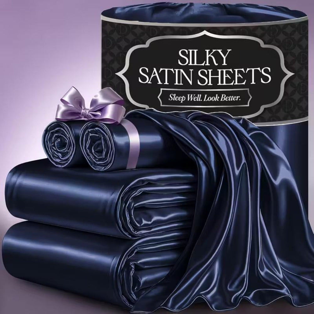 Satin Bed Sheets Set 2100TC Ultra Soft 3/4pcs – Silky Smooth Breathable Satin Bedding for Twin Full Queen King, 5-Star Luxury Hotel Experience, Solid Color, 7 Colors Available