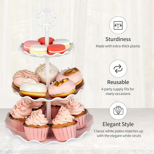 Tiered Cupcake Stand Set 10pcs - 3 Double Layer & 3 Triple Layer Dessert Stands + 4 Appetizer Trays for Birthday Wedding Party