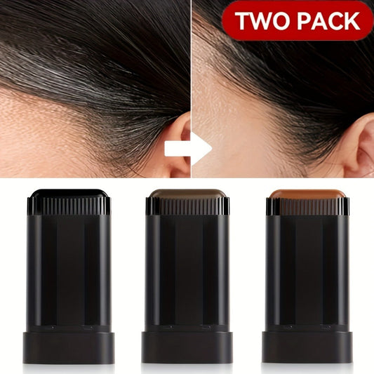 Portable Gray Root Cover Stick 2pcs — Disposable Hair Root Touch-Up with Plant-Based Squalane | Instant Long-Lasting Gray Coverage | No Water Needed | 3 Shades | All Hair Types