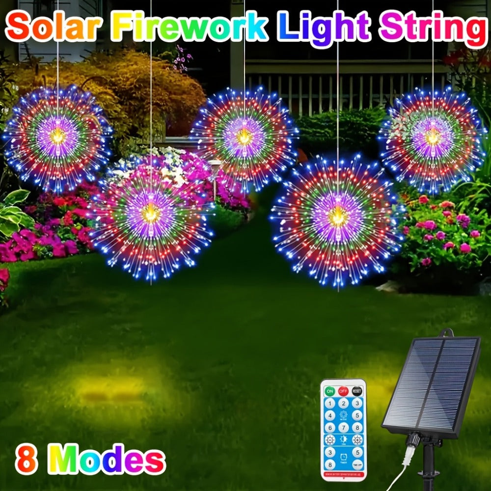 Solar Starburst Lantern Fairy Lights Outdoor 5 Pack 450 LED - Remote & Timer, 8 Modes, Adjustable Brightness