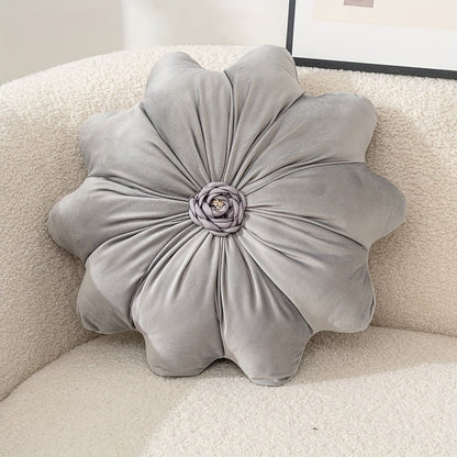 Round Flower Shaped Throw Pillow with Insert 16 Inch Soft Knit Decorative Cushion Machine Washable Zipper for Sofa Bed Car Home Decor 5 Colors