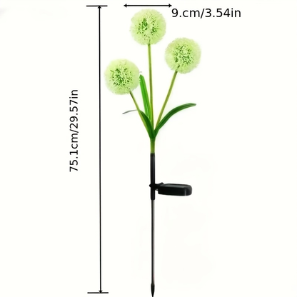 Three-Stem Solar Globe Garden Lights with Dandelion-Style Heads in Warm or Multicolor Options