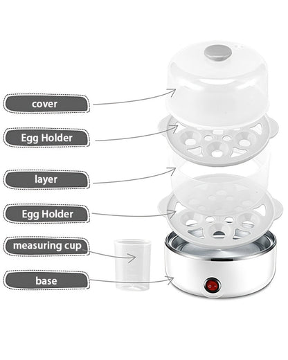 Egg Steamer Stainless Steel Mini Breakfast Machine Single Double Layer Multi-Functional Egg Cooker for Home Dormitory Student Dorm Back to School Holiday Gift