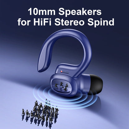 Wireless Earbuds Bluetooth 5.4 Sport Earhooks with LED Battery Display in Black, Red or Blue