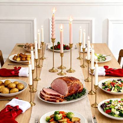 Copper Plated Candlestick Holders Bulk Set – Retro Minimalist Taper Candle Holders for Wedding Birthday Christmas Dining Table Fireplace Decor