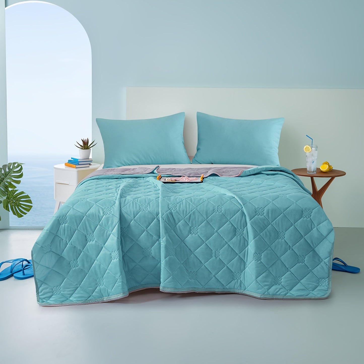 Embossed Diamond-Pattern Summer Blanket in Six Colors with Throw, Twin and Full Size Labels