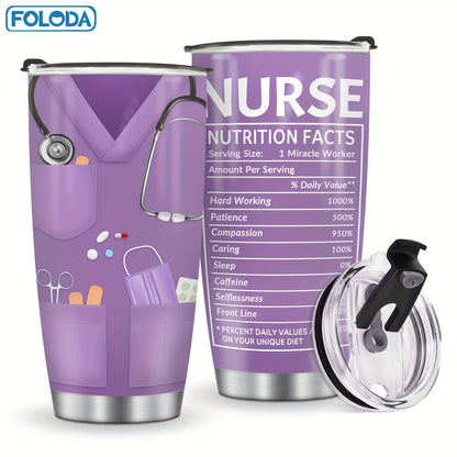 Insulated Tumbler 20oz Nurse Graphic Stainless Steel Vacuum Travel Mug in Four Color Options